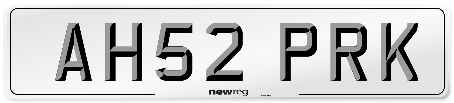 AH52 PRK Number Plate from New Reg